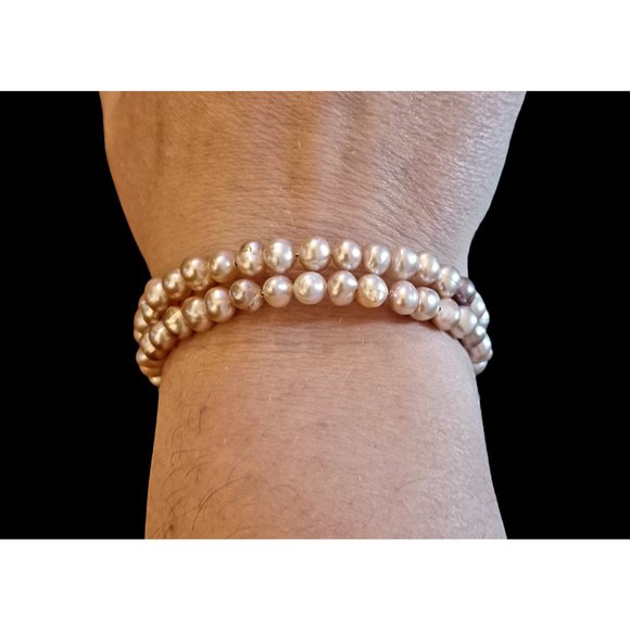 Natural Pink Pearl Wire Wrap OSFM Bracelet - Picture 2 of 5